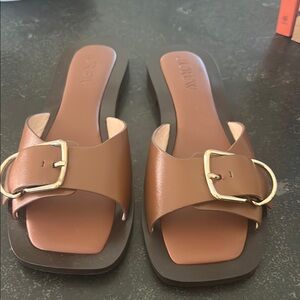 J. Crew Brown Sandals with Gold Buckle